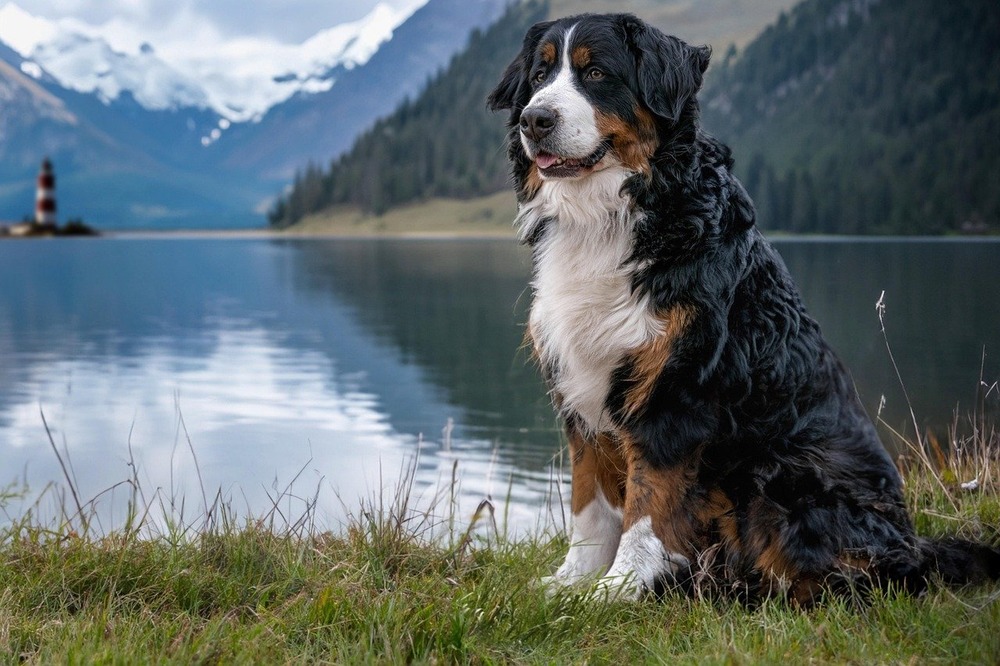 Bernese Mountain Dog close up portrait
