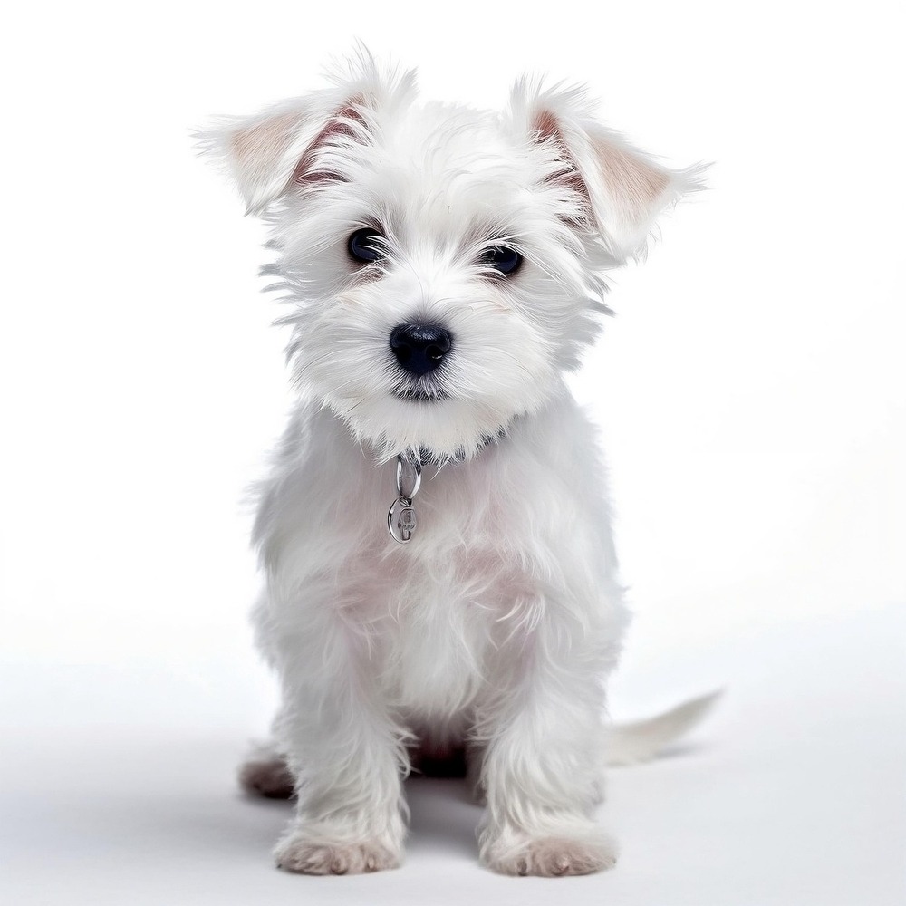 West Highland White Terrier sitting on grass