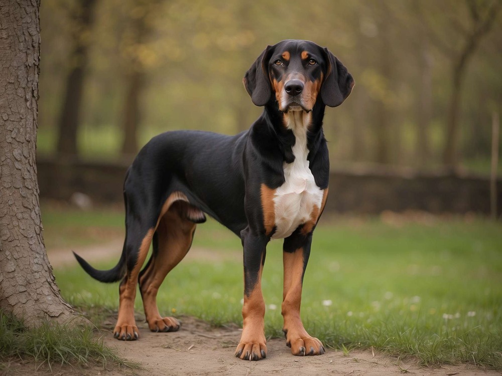 Transylvanian Hound in a calm standing pose
