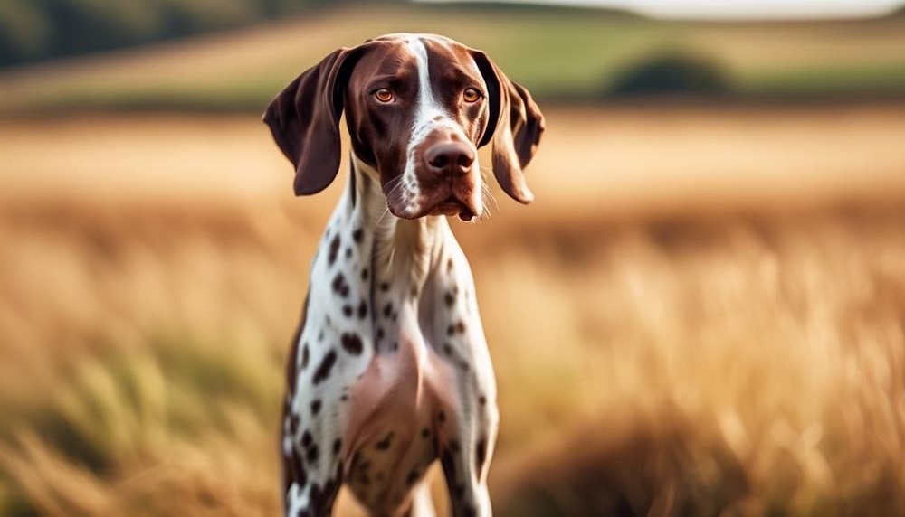 Portuguese Pointer running on grass