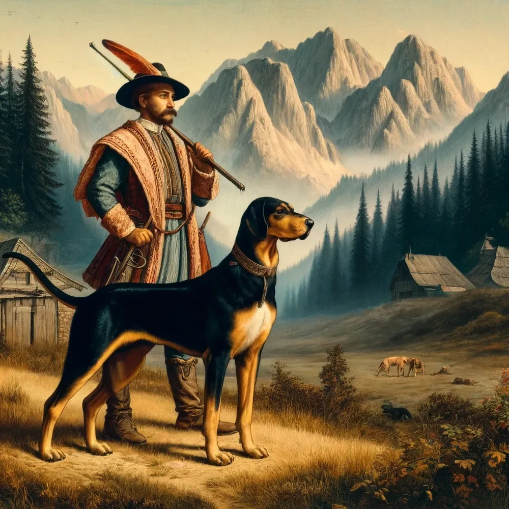 Transylvanian Hound standing side-on