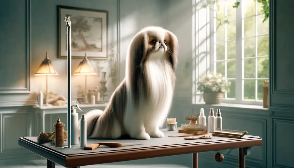 Japanese Chin close-up of silky coat