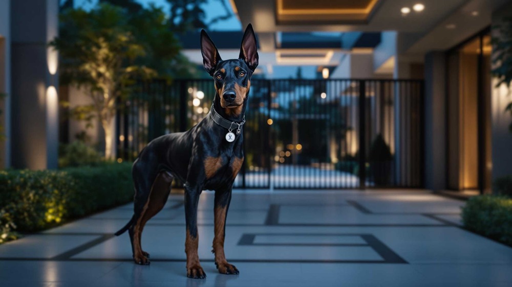 Close-up of a Doberman face