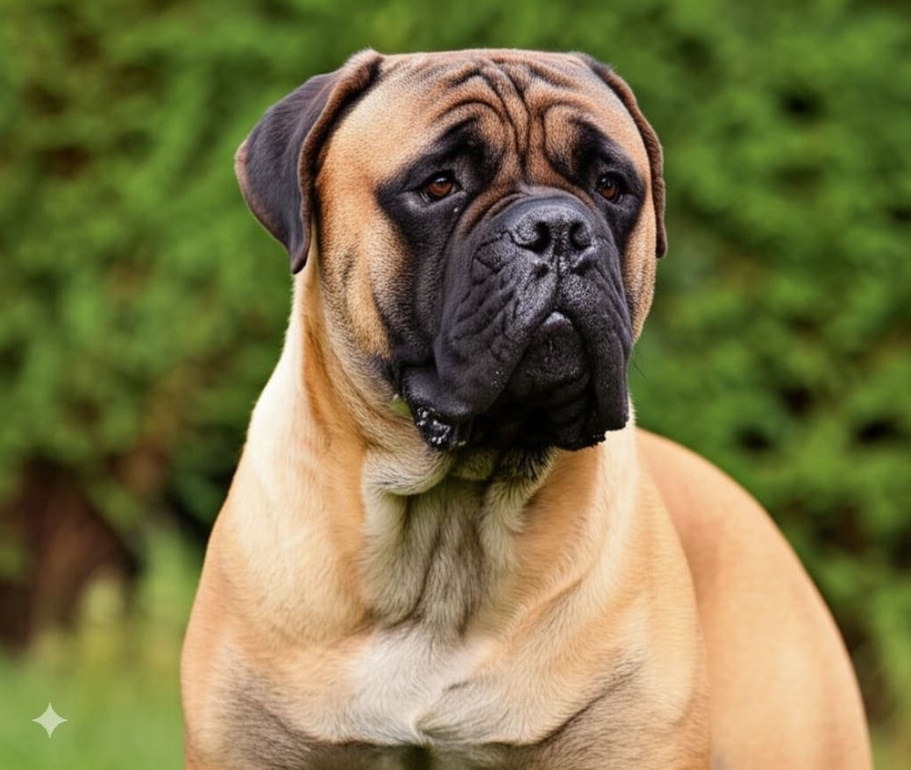 Close view of an English Mastiff face