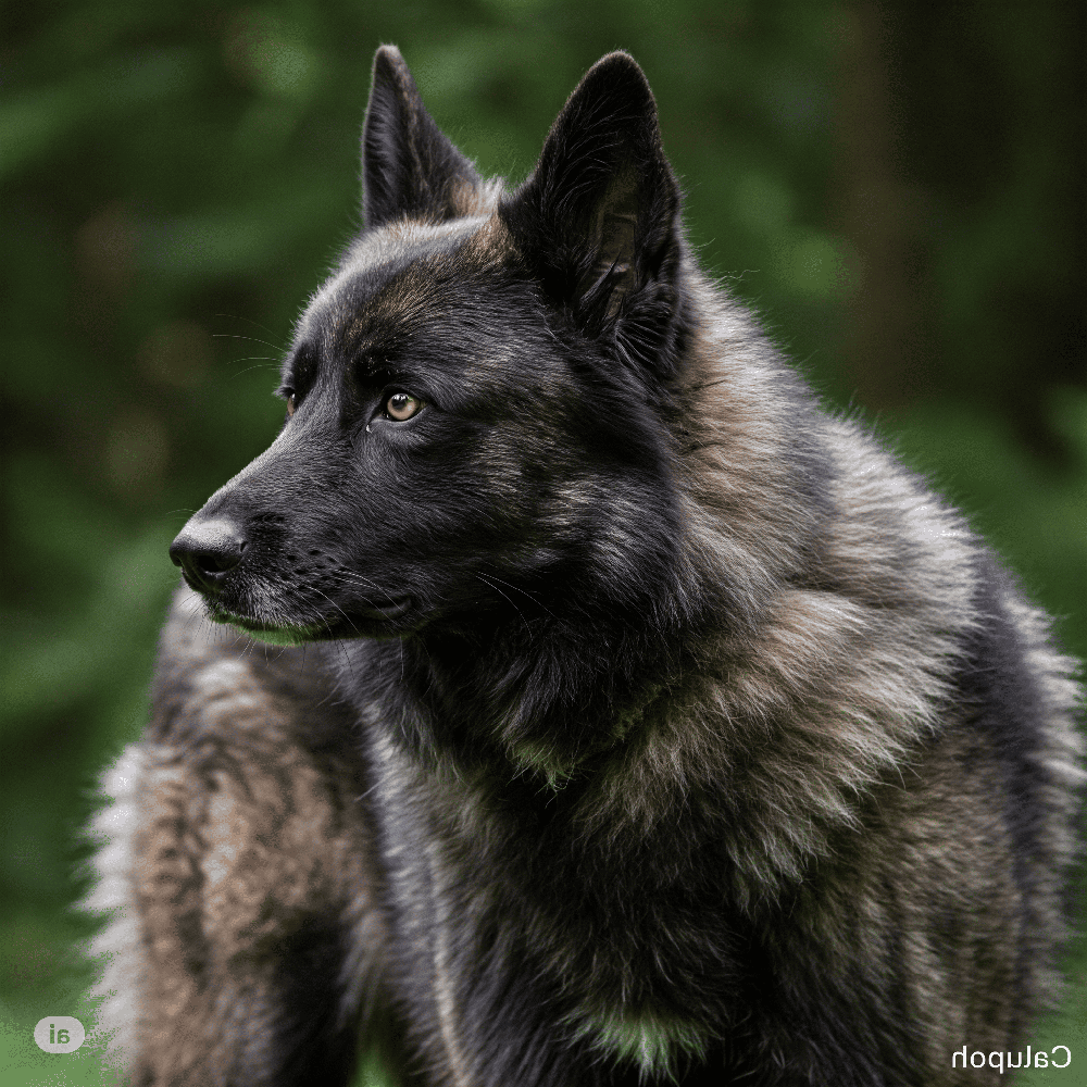 Calupoh side profile illustration, bushy tail and upright ears