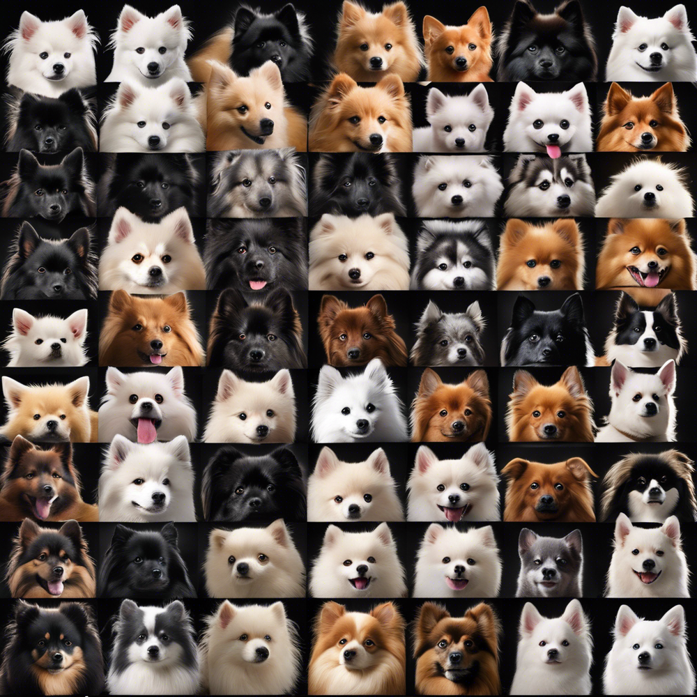 Spitz type dog standing on grass being assessed by owner