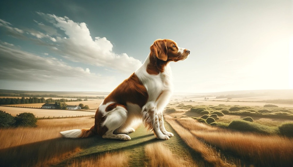 Brittany standing outdoors