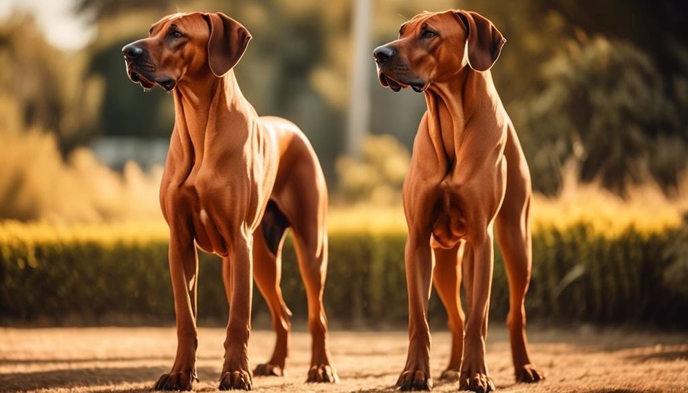 Rhodesian Ridgeback running across an open area