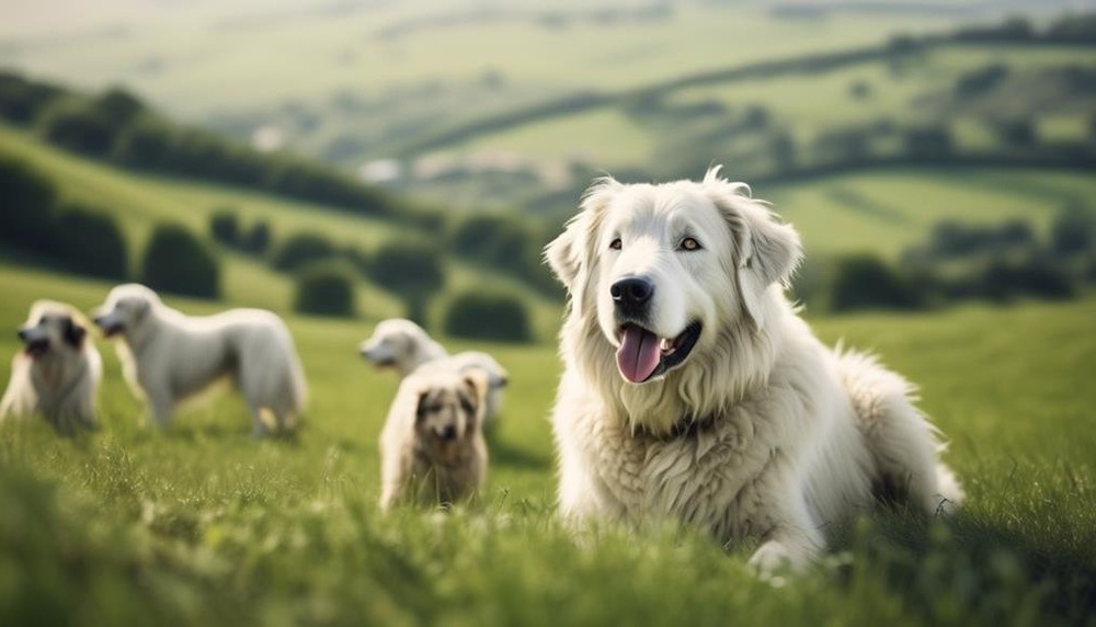 Maremma Sheepdog walking on lead outdoors