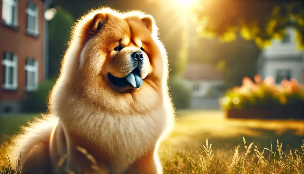 Chow Chow on a lead during a walk