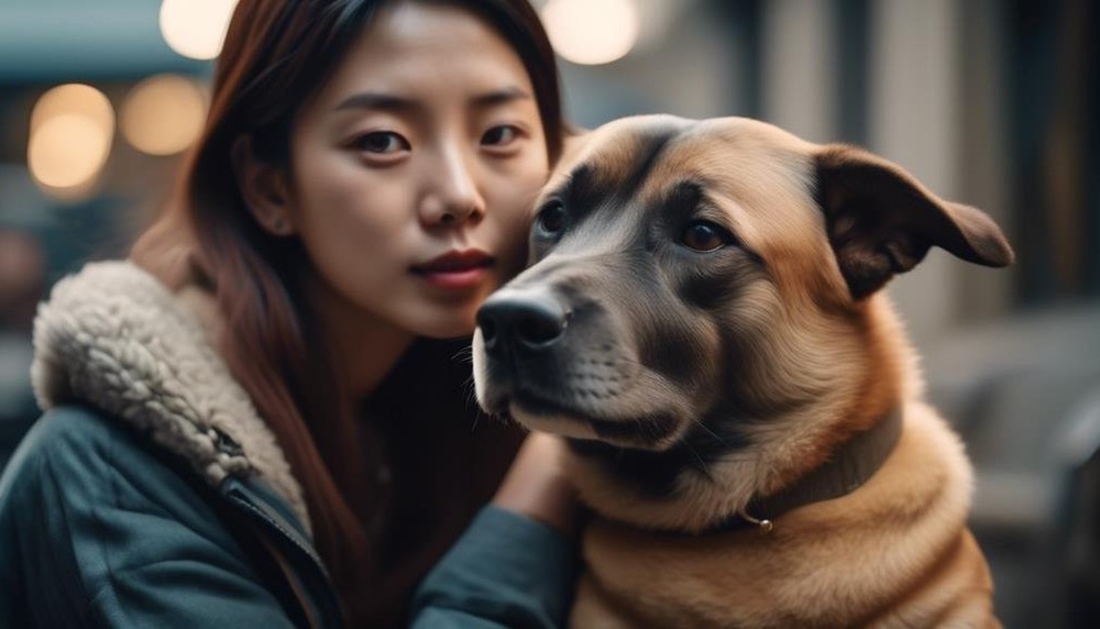 White Xiasi dog standing outdoors