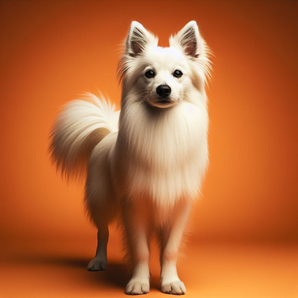 Danish Spitz sitting and watching