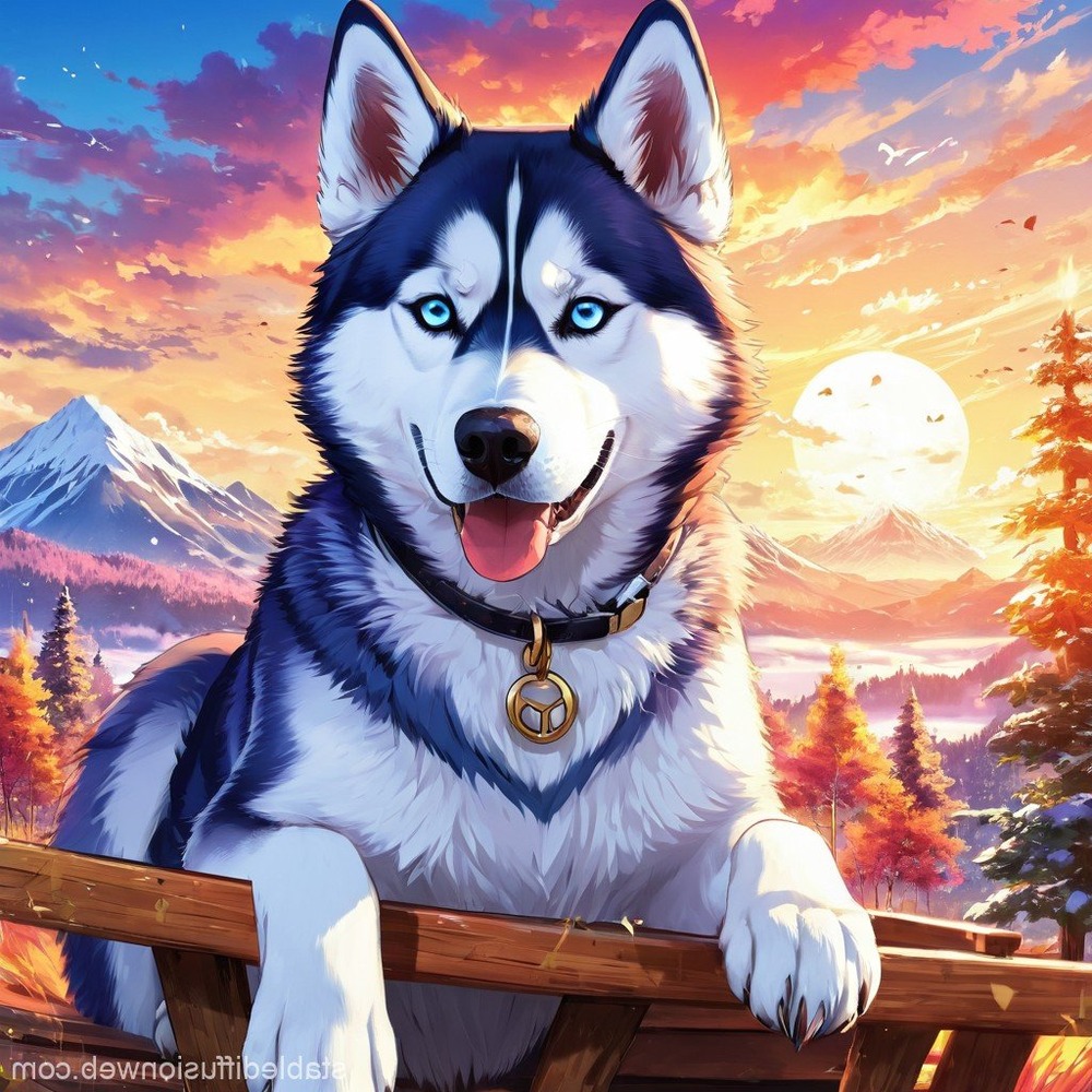 Siberian Husky standing alert outdoors