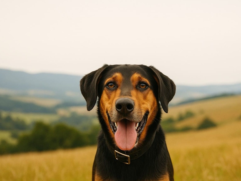 Huntaway resting outdoors