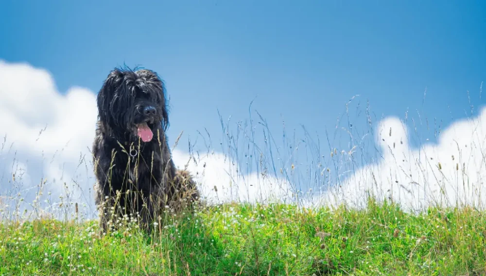 Bergamasco Sheepdog sitting with attentive posture