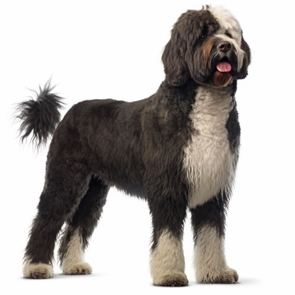 Portuguese Water Dog standing outdoors