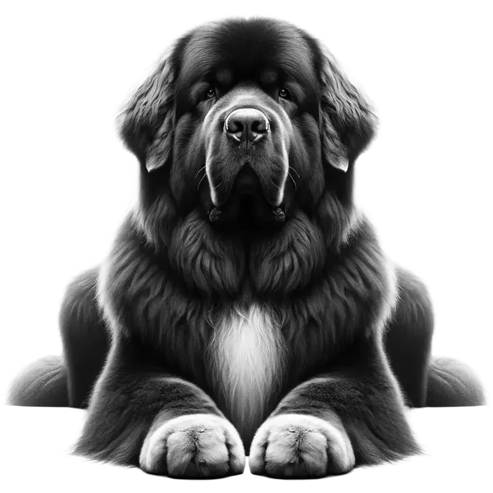 Newfoundland dog resting calmly