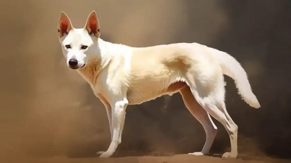 Canaan Dog sitting calmly