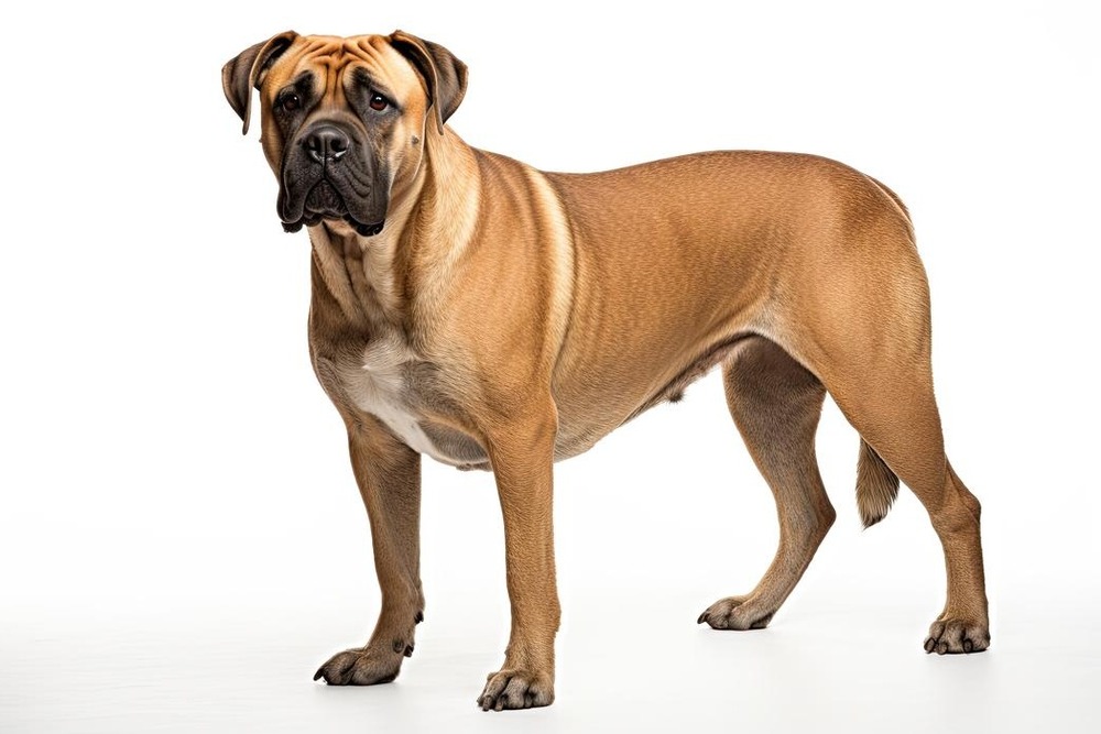 Mastiff-type dog with broad head and short coat