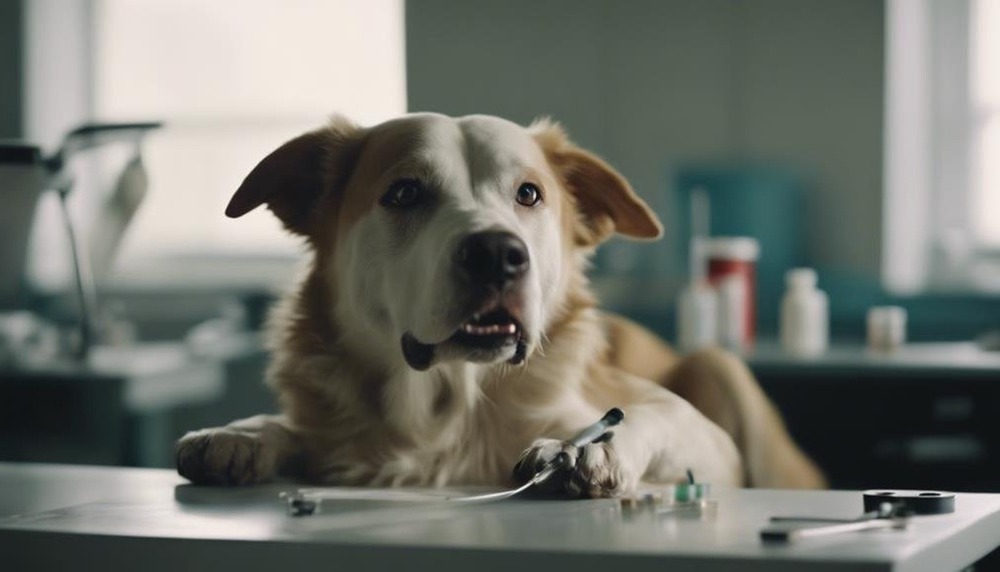 Dog resting with a blanket at a clinic