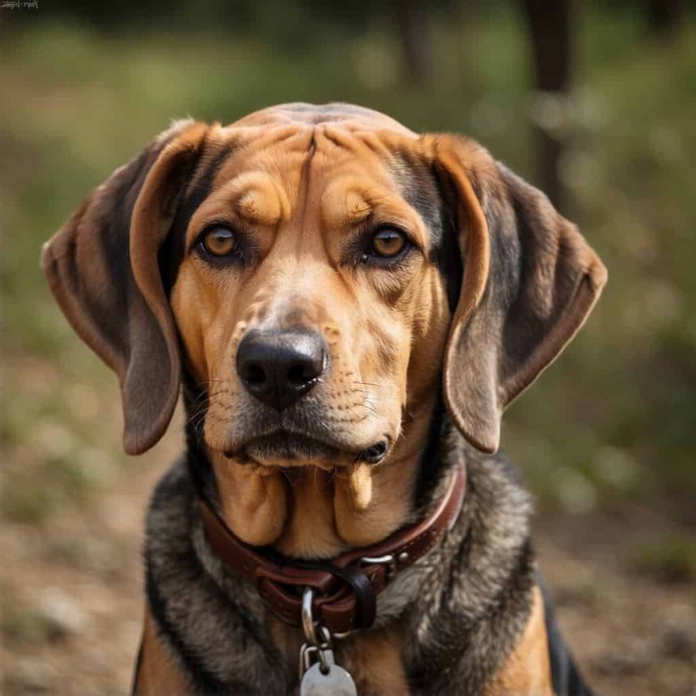 Serbian Hound walking in grass