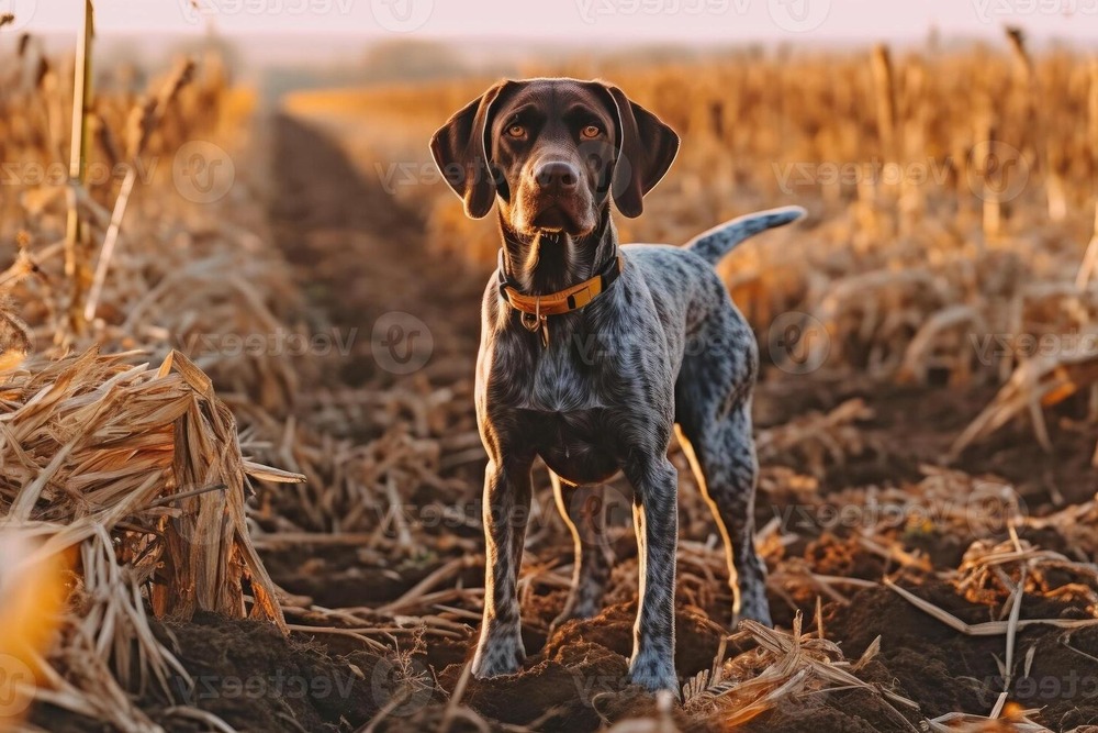 German Shorthaired Pointer looking up during training