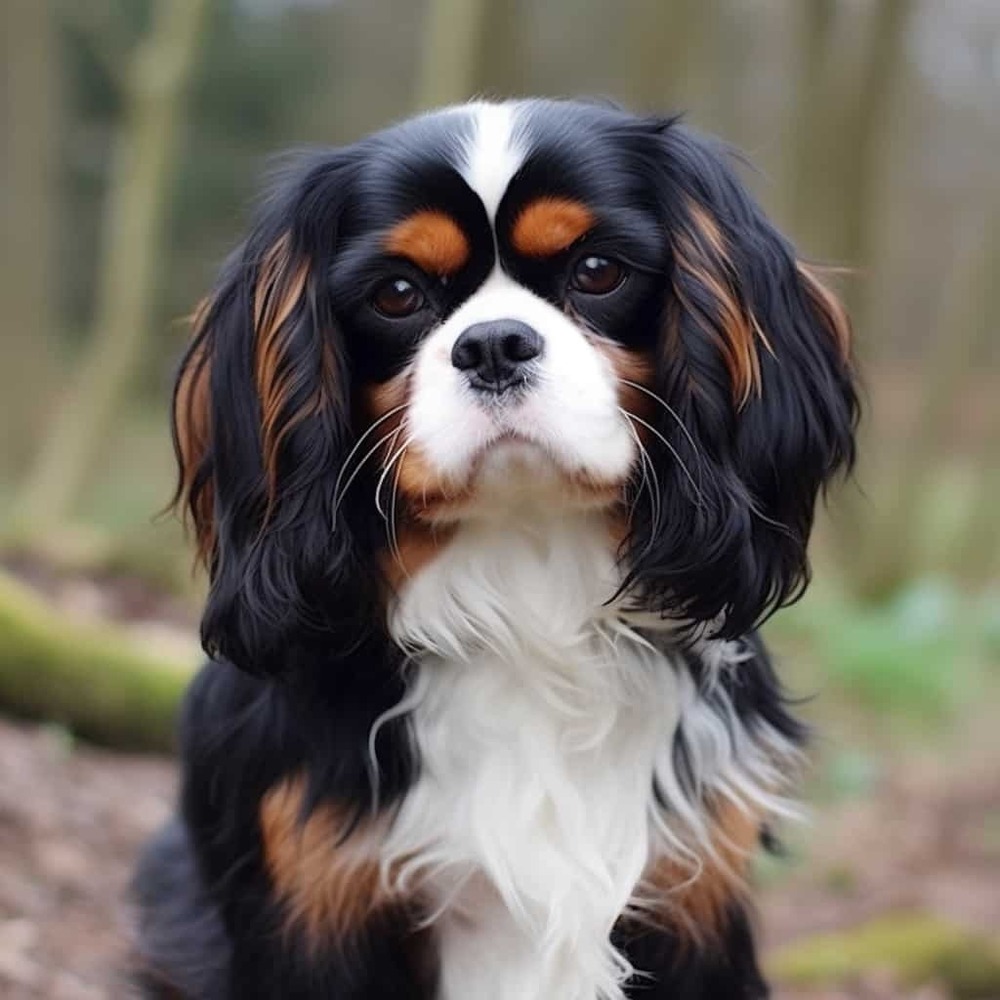 Small spaniel sitting and looking attentive
