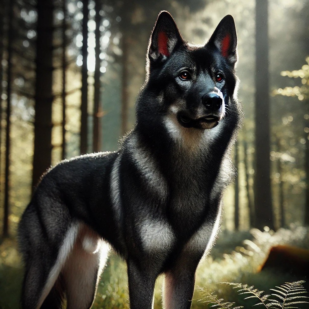 Calupoh standing outdoors, wolf-like silhouette