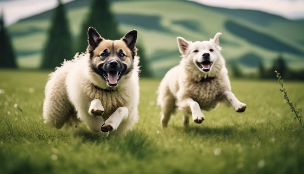 Norwegian Buhund side profile showing curled tail