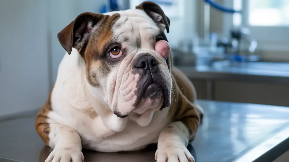 Dog eye with visible reflection and surrounding fur