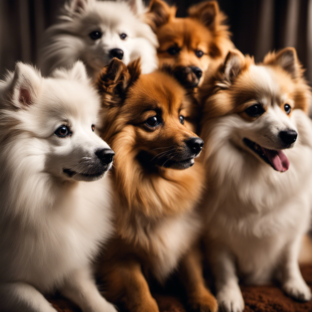 Spitz type dog sitting attentively during training