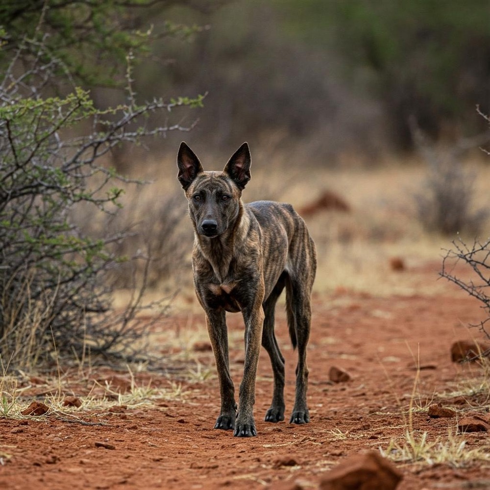 Africanis dog walking on lead