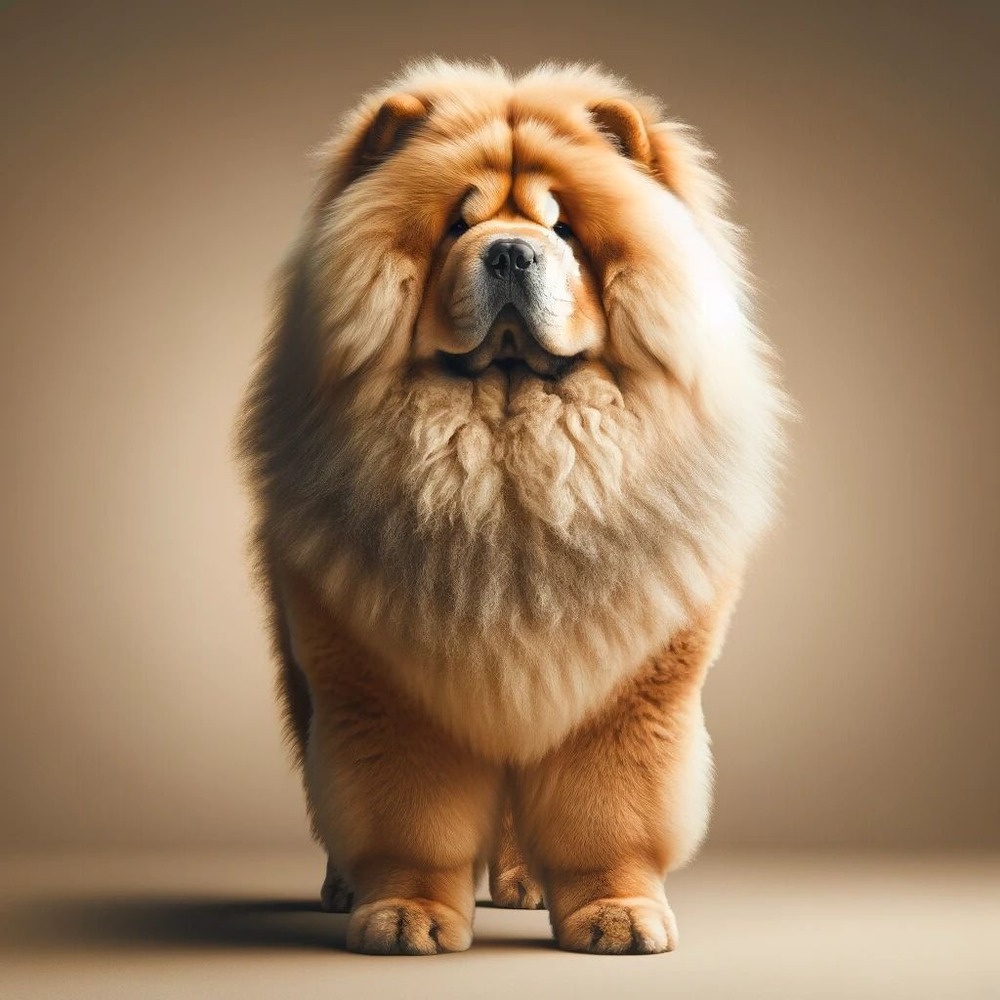 Chow Chow sitting calmly outdoors