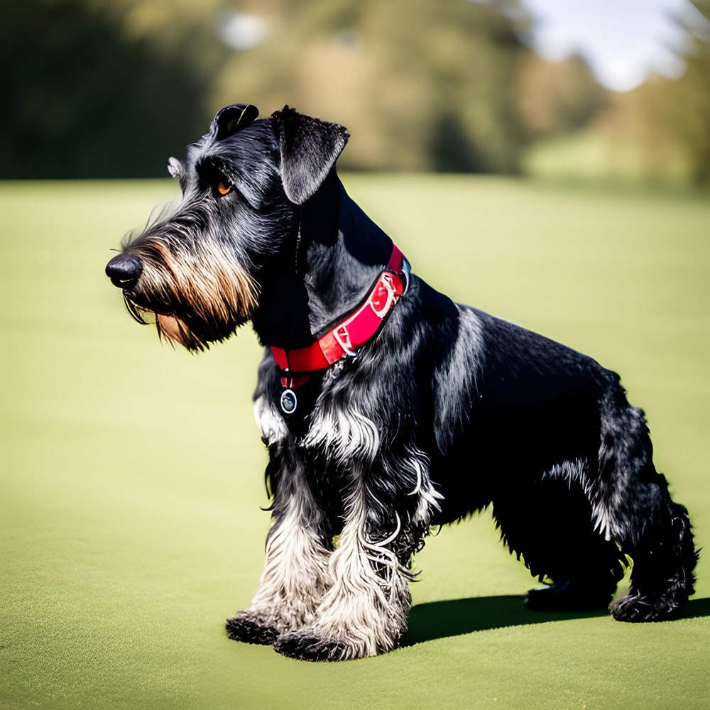 Standard Schnauzer standing alert outdoors