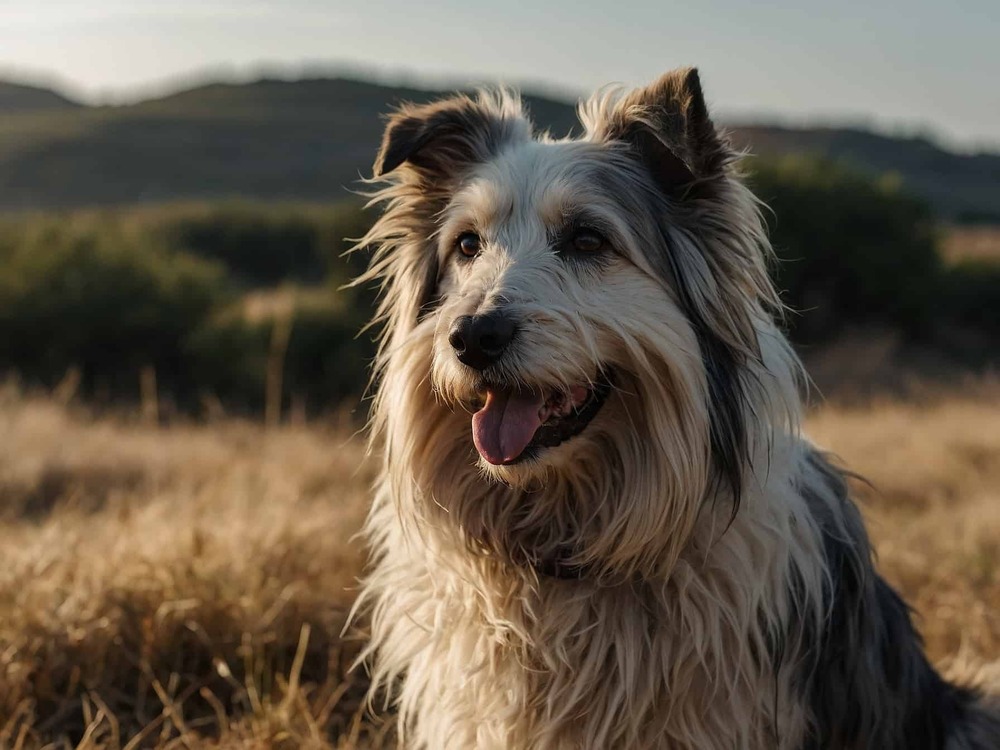 Catalan Sheepdog sitting and watching
